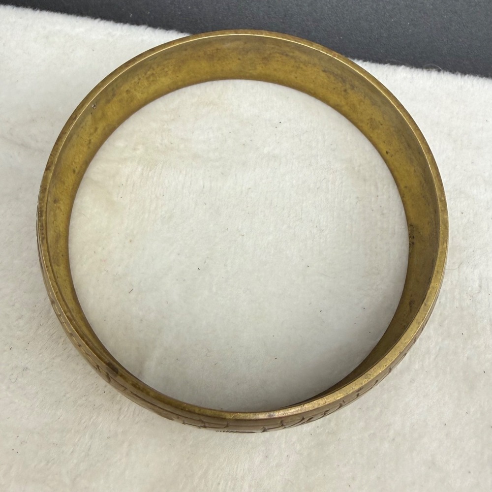Vintage Brass Bangle Bracelet Bird Flower 8.5" - Picture 3 of 11